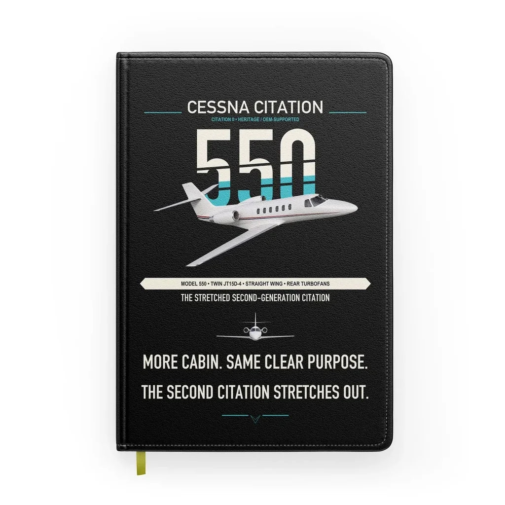 Cessna Citation 550 - Citation II design on black notebook