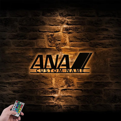 All Nippon Airways aviation design on durable metal with LED metal wall art.