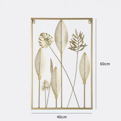 Golden Slender and delicate leaves Wall Decoration/Hanging: For Living Room aviation design on premium decorative material ha.