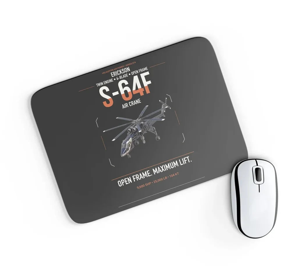 Erickson S-64F Air Crane design on black rectangle mouse pad