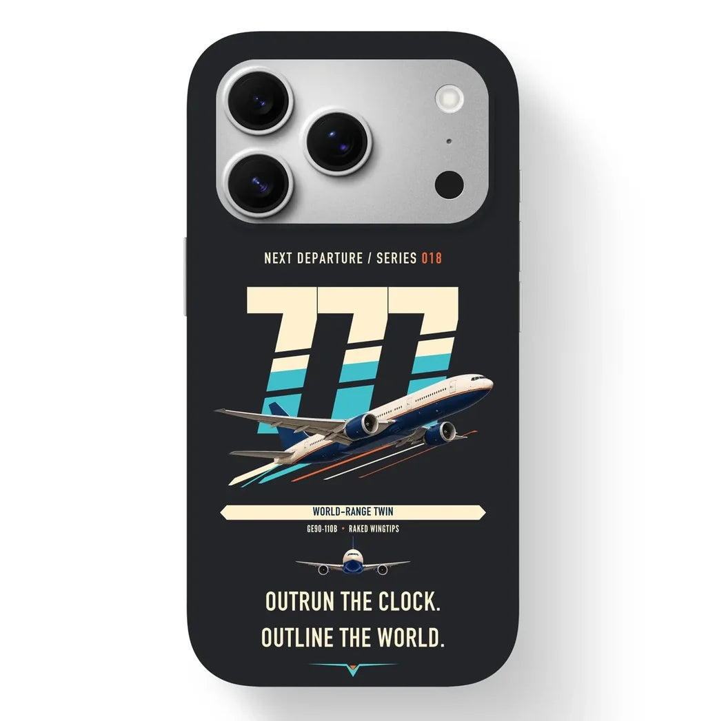 Boeing 777-200LR design on black magsafe iphone case