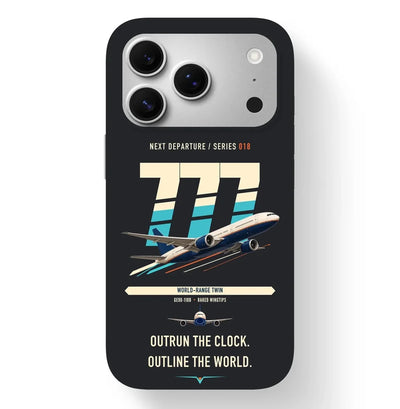Boeing 777-200LR design on black magsafe iphone case