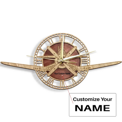 F4U-4 Corsair aviation design on premium wood wooden wall clock.