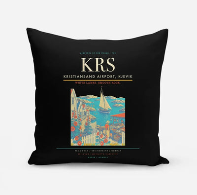 Kristiansand Airport, Kjevik (KRS) design on black pillow