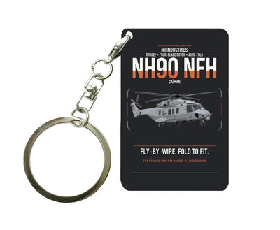 NHIndustries NH90 NFH Caïman design on black designed key chain, double-side print