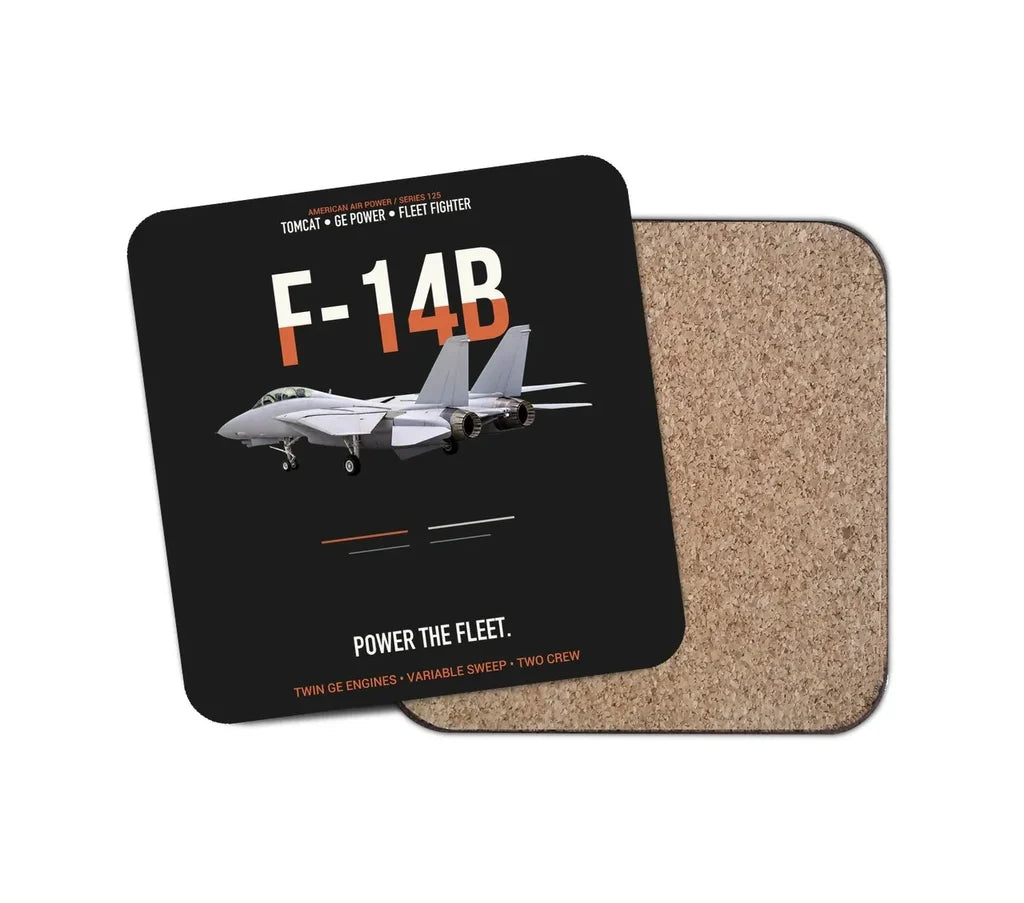 F-14B Tomcat Power The Fleet design on black 1 piece coaster