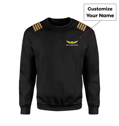Custom & Name with EPAULETTES (Badge 2) aviation design printed on soft cotton blend sweatshirt.