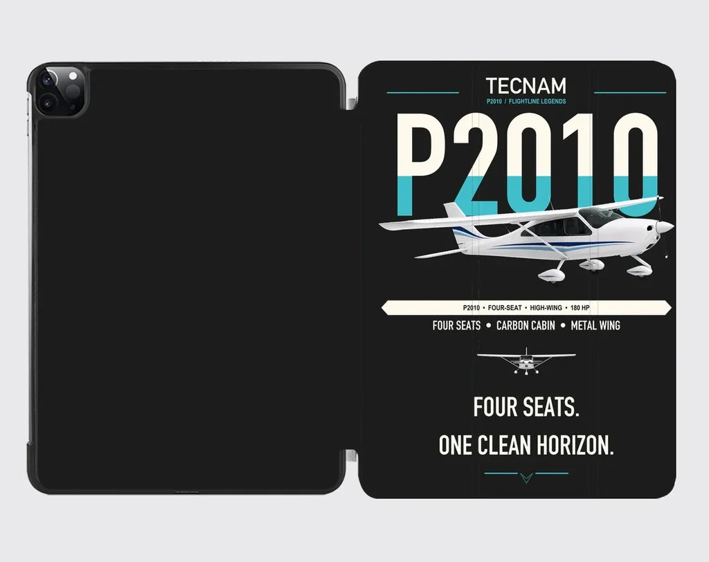 Tecnam P2010 design on black ipad tablet case
