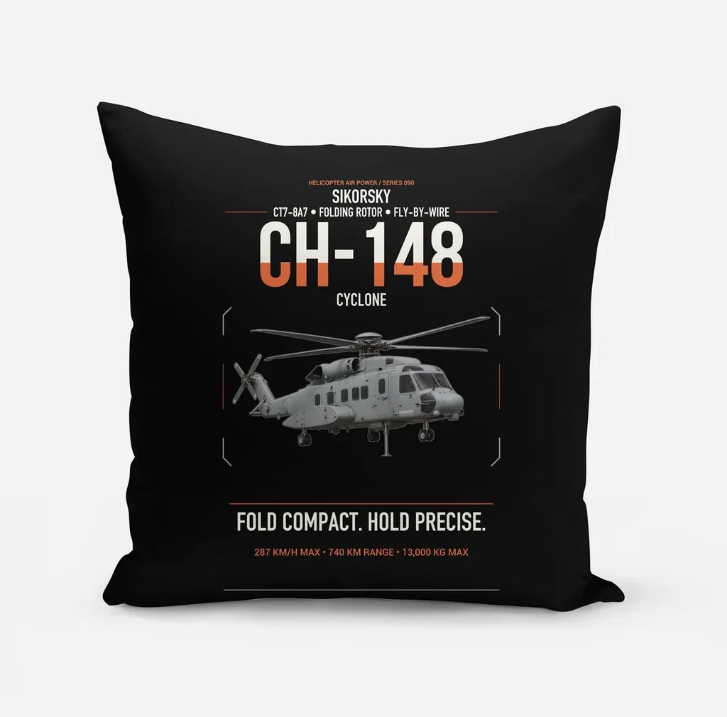 Sikorsky CH-148 Cyclone design on black pillow