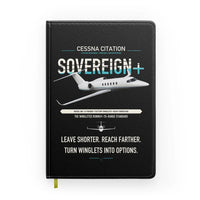 Thumbnail for Cessna Citation Sovereign+ design on black notebook