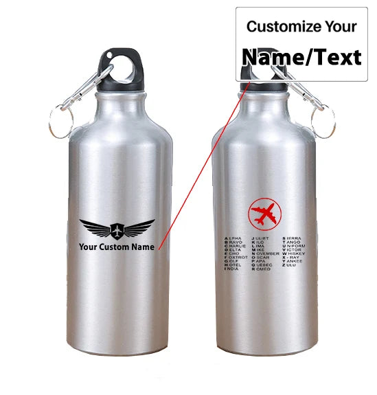 Aviation Alphabet 2 aviation design on thermos, vacuum-insulated.