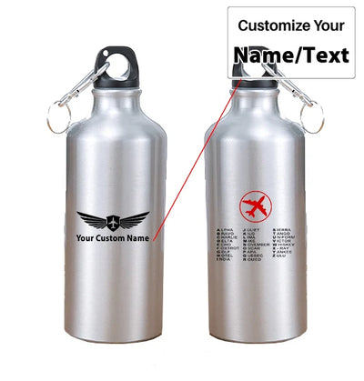 Aviation Alphabet 2 aviation design on thermos, vacuum-insulated.