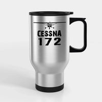Thumbnail for Cessna 172 & Plane Travel Mugs (With Holder) aviation design on travel mug with holder, insulated double-wall with car-cup ba.