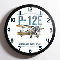 Thumbnail for Boeing P-12E design on white framed wall clock