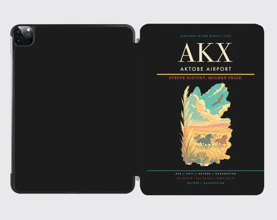 Aktobe Airport (AKX) design on black ipad tablet case