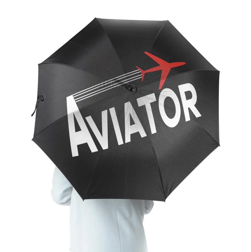 Aviator aviation design on windproof polyester umbrella.