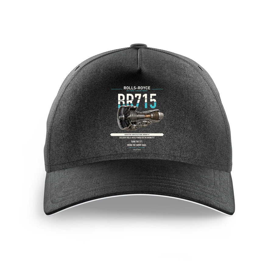 BR715 design on black printed hat