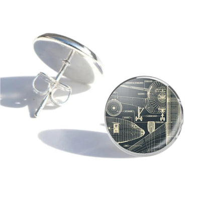 Airplanes Fuselage & Details aviation stud earrings, stainless steel body with engraved detail.