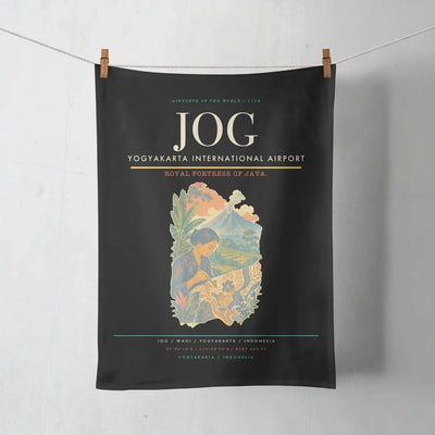 Yogyakarta International Airport (JOG) design on black towel
