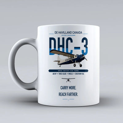DHC-3 Otter design on white ceramic mug, double-side print