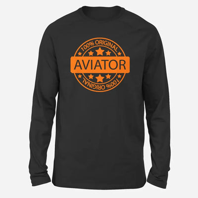 %100 Original Aviator Long-Sleeve aviation design printed on soft cotton long-sleeve T-shirt.