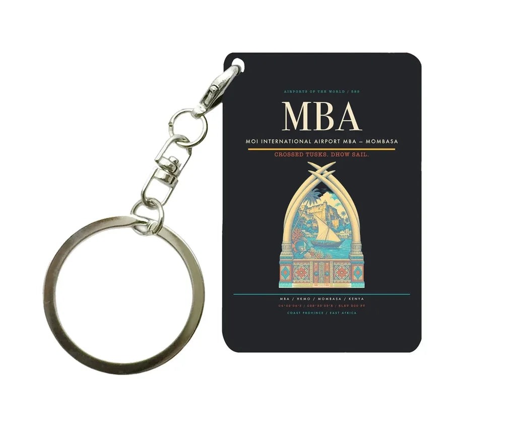 Moi International Airport MBA — Mombasa Key Chain design on black key chain