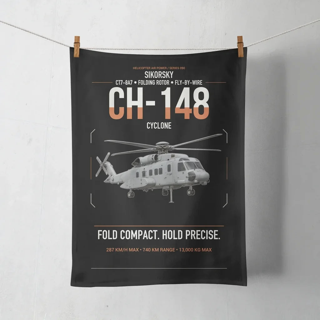 Sikorsky CH-148 Cyclone design on black towel