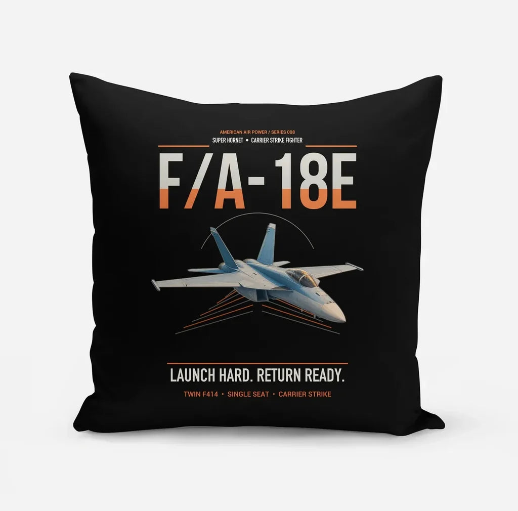 F-A-18E Super Hornet design on black pillow