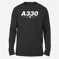 Thumbnail for Super Airbus A330 Long-Sleeve aviation design printed on soft cotton long-sleeve T-shirt.