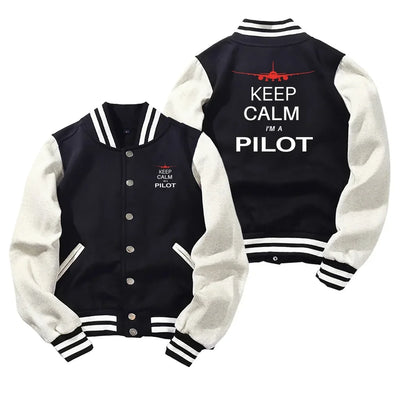 Pilot (777 Silhouette) Baseball Style aviation design printed on two-tone shell with ribbed cuffs baseball jacket.