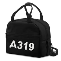 Thumbnail for Airbus A319 Flat Text aviation design lunch bag, insulated polyester construction.