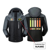 Thumbnail for Colourful Cabin Crew aviation design printed on heavyweight insulated shell thick winter jacket.