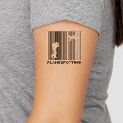 Planespotting aviation temporary tattoo in skin-safe adhesive paper.