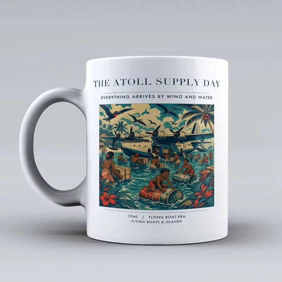 VINTAGE G4189 - The Atoll Supply Day - Ceramic Mug design on white