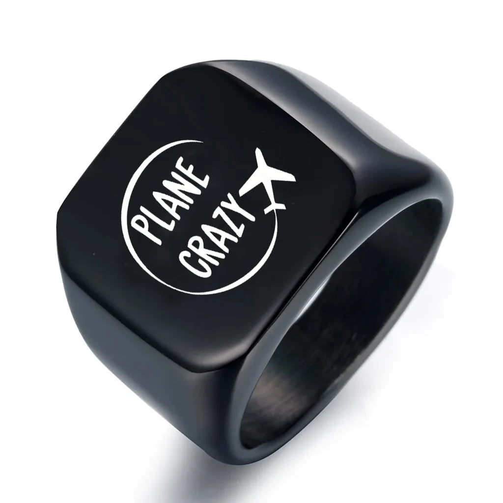 Plane Crazy aviation ring in stainless steel.