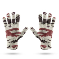 Thumbnail for Vintage & Jumbo Airplanes aviation design on soft knit fabric gloves.
