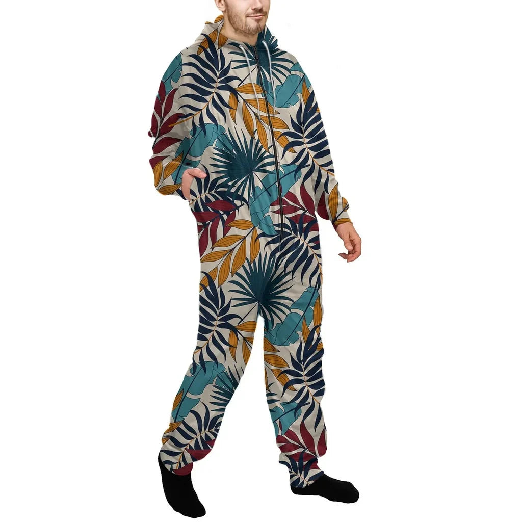 Super Leafs Jumpsuit for Men & Women aviation design on soft cotton blend jumpsuit.