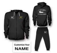 Thumbnail for If It Ain't Airbus I'm Taking A Bus aviation design on soft cotton blend zipped hoodie and sweatpants set.