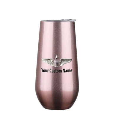 Custom Name (US Air Force & Star) 6oz Egg aviation design on 6oz egg cup, compact 6oz ceramic.