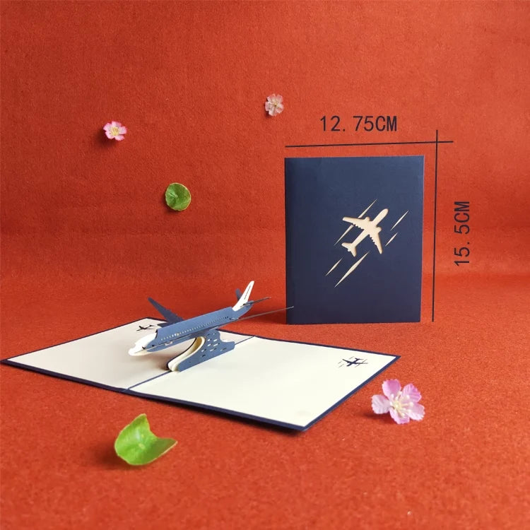 Airplane Blue Paper Cuttings 3D greeting card aviation pilot essential in premium aviation-grade build.