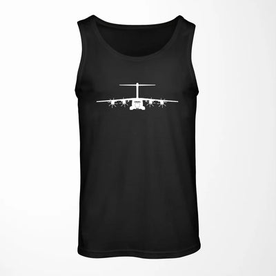 Airbus A400M Silhouette aviation design on breathable cotton tank top.