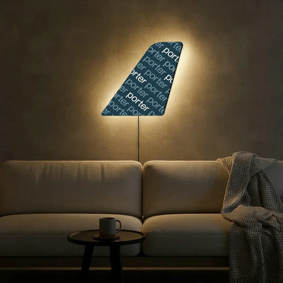 Porter Airlines aviation design on durable metal with LED aircraft tail wall art.