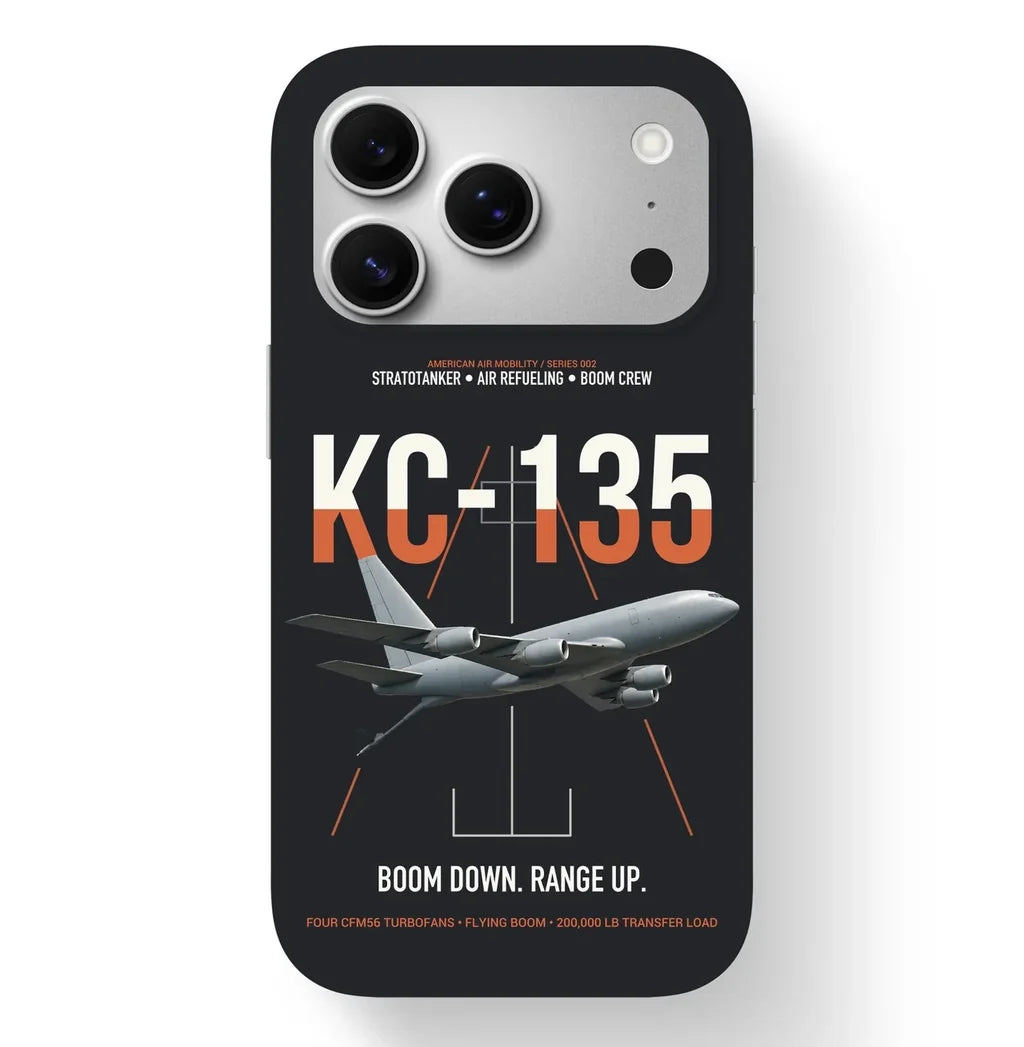 KC-135 STRATOTANKER design on black magsafe iphone case, for iPhone 17 Pro