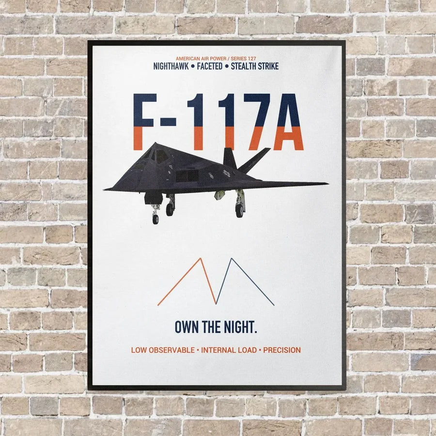 F-117A Nighthawk Own The Night vertical canvas print - framed - white background