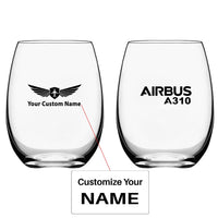 Thumbnail for Airbus A310 & Text Water & Drink aviation design on water glass, crystal-clear premium glassware.