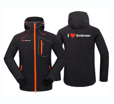 I Love Embraer aviation design printed on warm polar fleece polar fleece jacket.