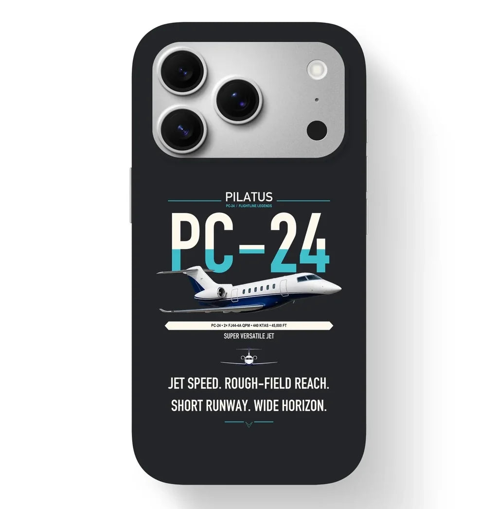 Pilatus PC-24 design on black magsafe iphone case, for iPhone 17 Pro