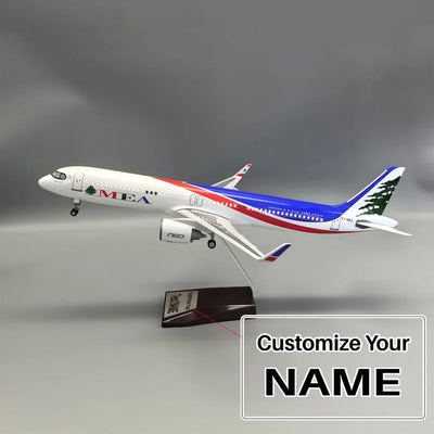 Side view of Middle East Airlines (MEA) Aircrafts Airbus A321neo Airplane Model (Special 45CM) aviation LED model airplane in.