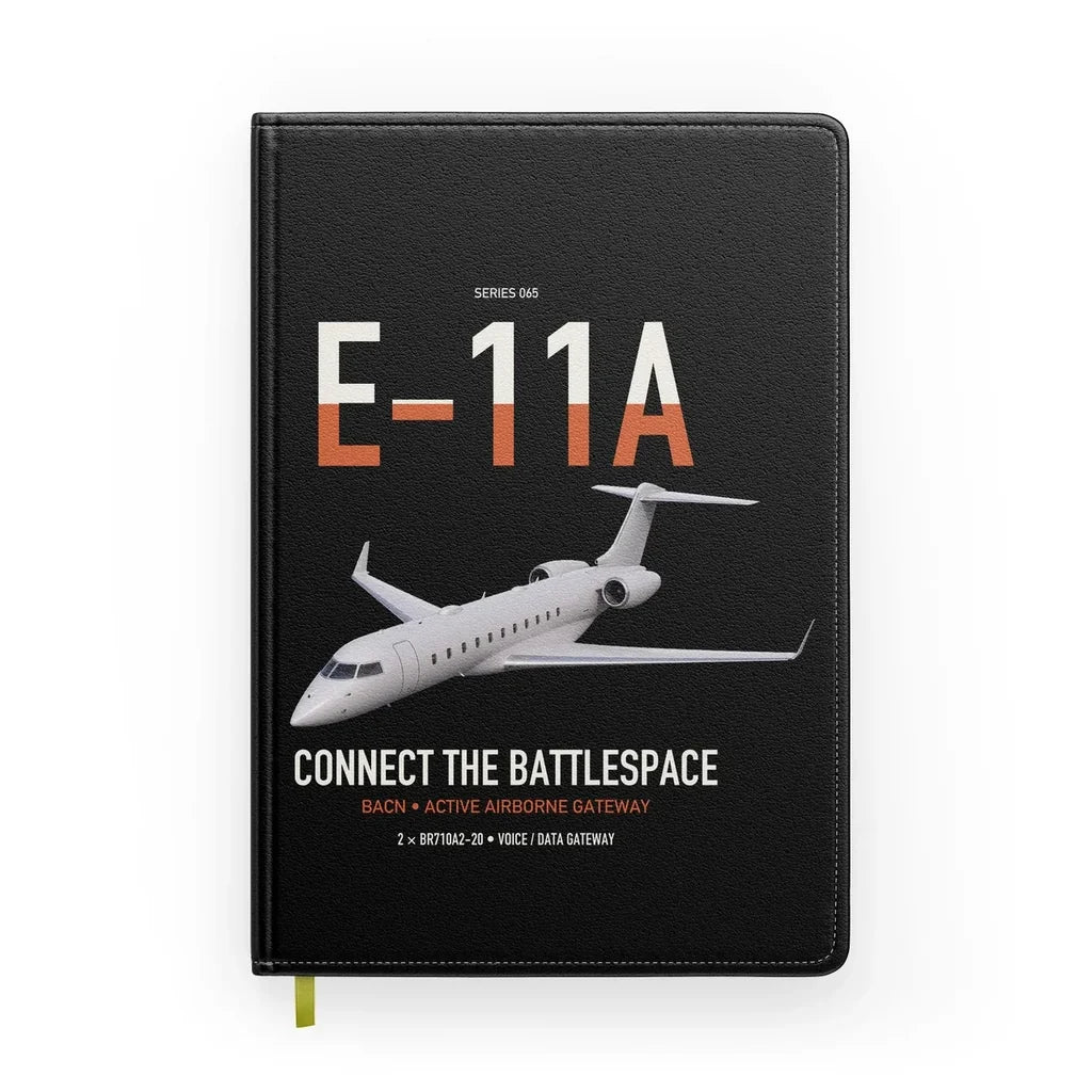 E-11A BACN design on black notebook