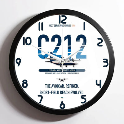 CASA C-212-300 Aviocar design on white framed wall clock